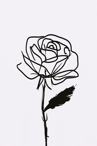 Zwart-witte abstracte roos lijntekening