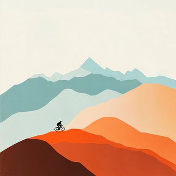 Mountainbikers in kleurrijke landschappen van Poster Art Shop