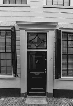 Black and white photo of front door in Haarlem | Fine art photo print | Netherlands, Europe by Sanne Dost