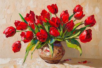 Rode tulpenvaas van Poster Art Shop