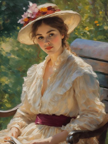 Een impressionistisch portret van een mooie vrouw van Jolique Arte