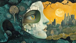 The watching eye surrealism panorama