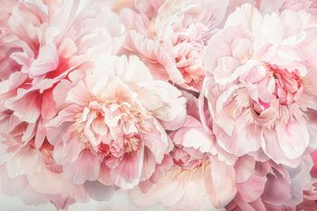 Peinture à l'eau rose pâle Pivoines abstraites Prairie Peinture