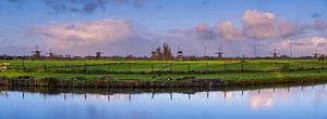 Panoramic sunset at Kinderdijk