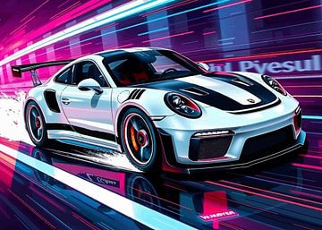 Porsche 911 GT3 RS Wit met zwarte strepen van MIROKKU