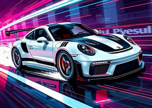 Porsche 911 GT3 RS White and Black Stripes