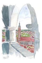 Vue de Landshut depuis la Trausnitz-Söller-Terrasse avec St. Martin