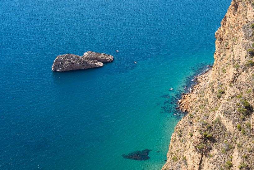 Island and cliffs on the Mediterranean coast by Adriana Mueller