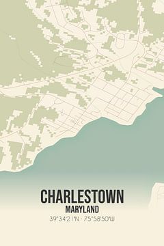 Carte ancienne de Charlestown (Maryland), USA. sur Rezona
