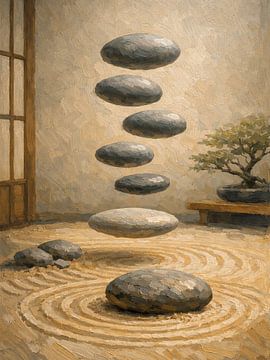 Zen-Balance-Steine Impasto-Kunst von Media Jeka