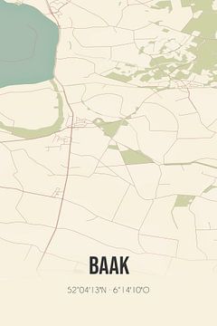 Vintage landkaart van Baak (Gelderland) van MijnStadsPoster