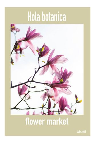Bloemen markt flyer of poster met magnolia bloemen