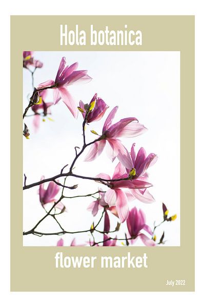 Blumenmarkt-Flyer oder -Poster mit Magnolienblüten von Denise Tiggelman