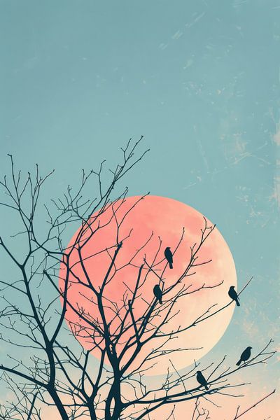 Moonrise over a barren landscape by Poster Art Shop