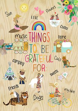 Collage op hout - Dingen om dankbaar voor te zijn
