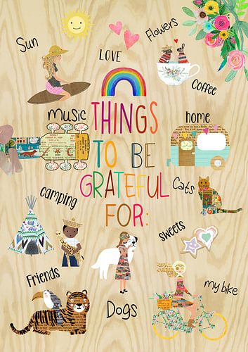 Collage on wood - Things to be grateful for