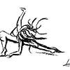 Vrouw in atletische pose - moderne zwart wit tekening - gesture sijl van Emiel de Lange