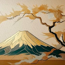 Japanische Landschaft: Der Berg Fuji in goldenem Glanz von Studio Pieternel