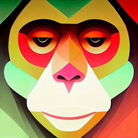 Tête de singe sur Vlindertuin-Art