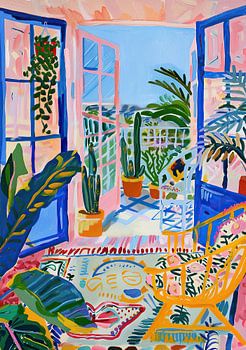 Henri Matisse Style Poster, Méditerranée, fenêtre ouverte, pastel