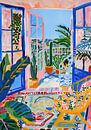 Henri Matisse Style Poster, Mediterranean Sea, Open Window, Pastel by Niklas Maximilian thumbnail