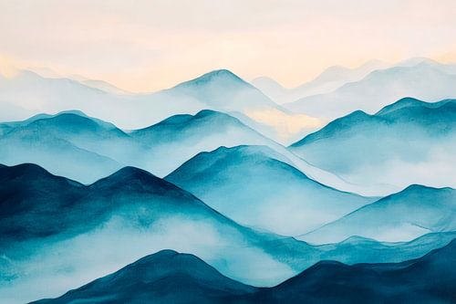 Zachte heuvels in blauwe tinten