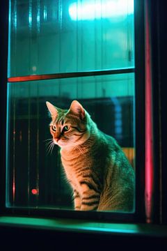 Kat wacht in het raam van Franziska Pfeiffer