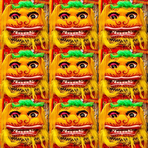 Golden Red Chinese Dragon Mask SQ 3x3 by kall3bu