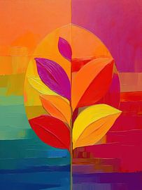 Abstracte Kleurrijke Botanische Kunst: Multicolour Neon van STUDIO ARTSY