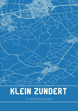 Blauwdruk | Landkaart | Klein Zundert (Noord-Brabant) van Rezona