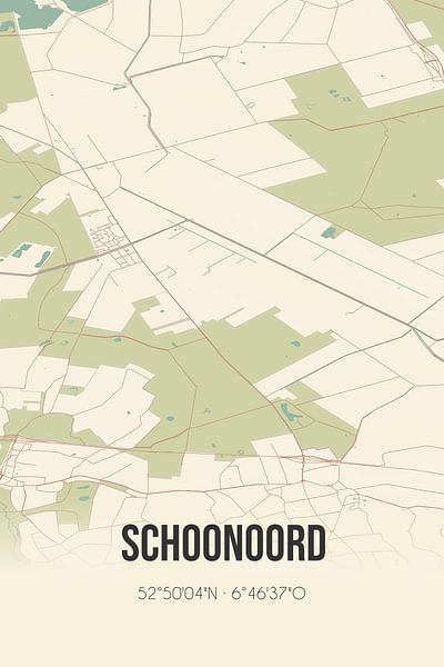 Alte Landkarte von Schoonoord (Drenthe) von Ortsdrucke