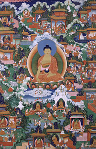 Shakyamuni Buddha mit Szenen aus Avadana-Legenden - 19. Jahrhundert