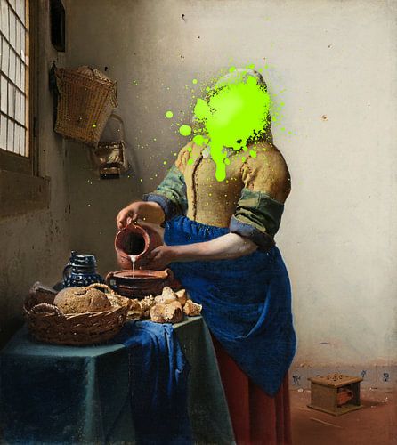 The Milkmaid with paint spot