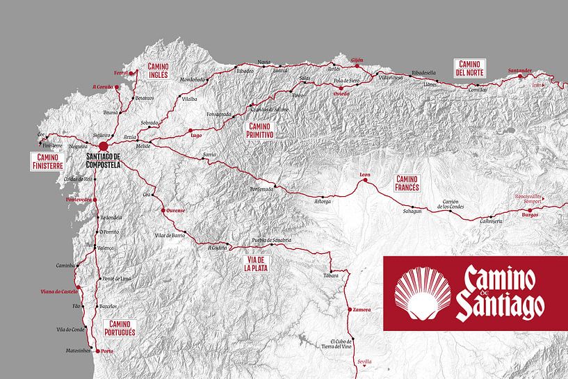 Camino de Santiago Kaart | Sint Jacobsroute van ViaMapia