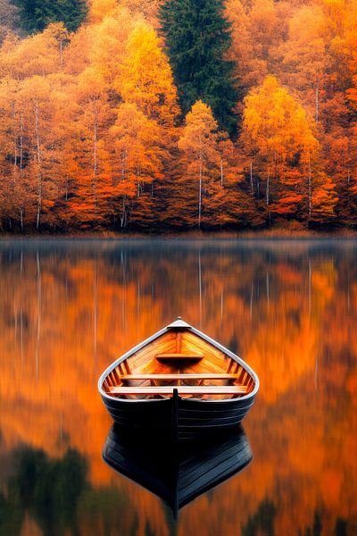 Herbstliche Ruhe am stillen See von Poster Art Shop
