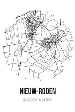 Nieuw-Roden (Drenthe) | Karte | Schwarz und Weiß von Rezona