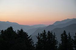 Sonnenuntergang in Courchevel, Frankreich.