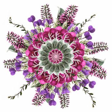 Vintage Mandala aus Blumen von Klaartje Majoor