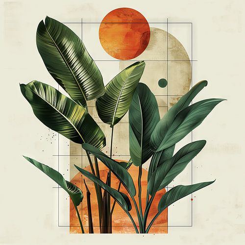 Tropische planten en geometrische vormen