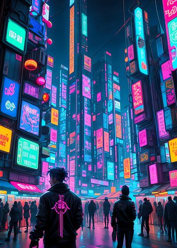 Cyberpunk nachtmarkt