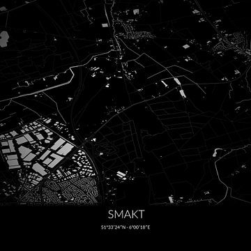 Zwart-witte landkaart van Smakt, Limburg. van Rezona