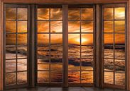 Blick aus einem Holzfenster von Bert Hooijer Miniaturansicht