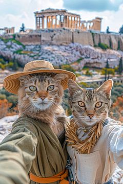 Antikes Schnurren: Katzen-Selfie mit der Akropolis von Felix Brönnimann