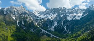 Zgornje Jezersko Gebirge Luftaufnahme im Frühling