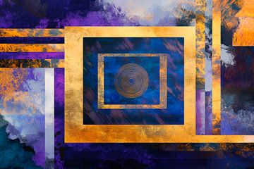 Geometric harmony in gold and blue by Poster Art Shop