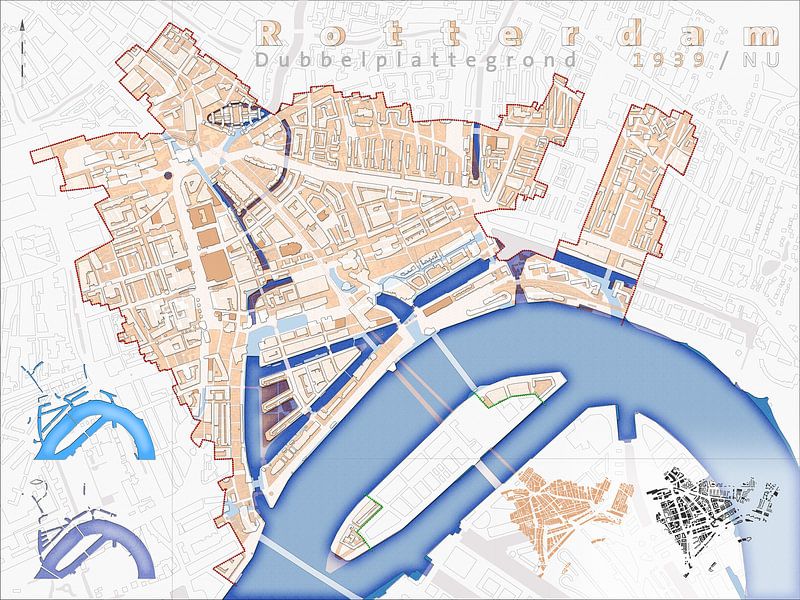Plan double de Rotterdam 1939/Maintenant par Frans Blok