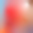 Retro jaren 70 neon kunst. Abstract verloop in lichtblauw, rood, oranje, lila. van Dina Dankers thumbnail