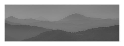 mountains in black and white