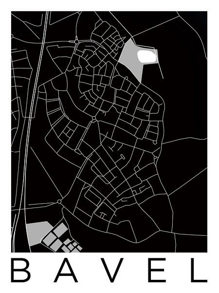 Bavel | Stadskaart in ZwartWit van WereldkaartenShop