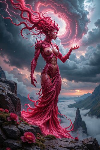 Dark Fantasy Gothic Wall Art: VELMYRA – The Erotic Demoness in the Mountains